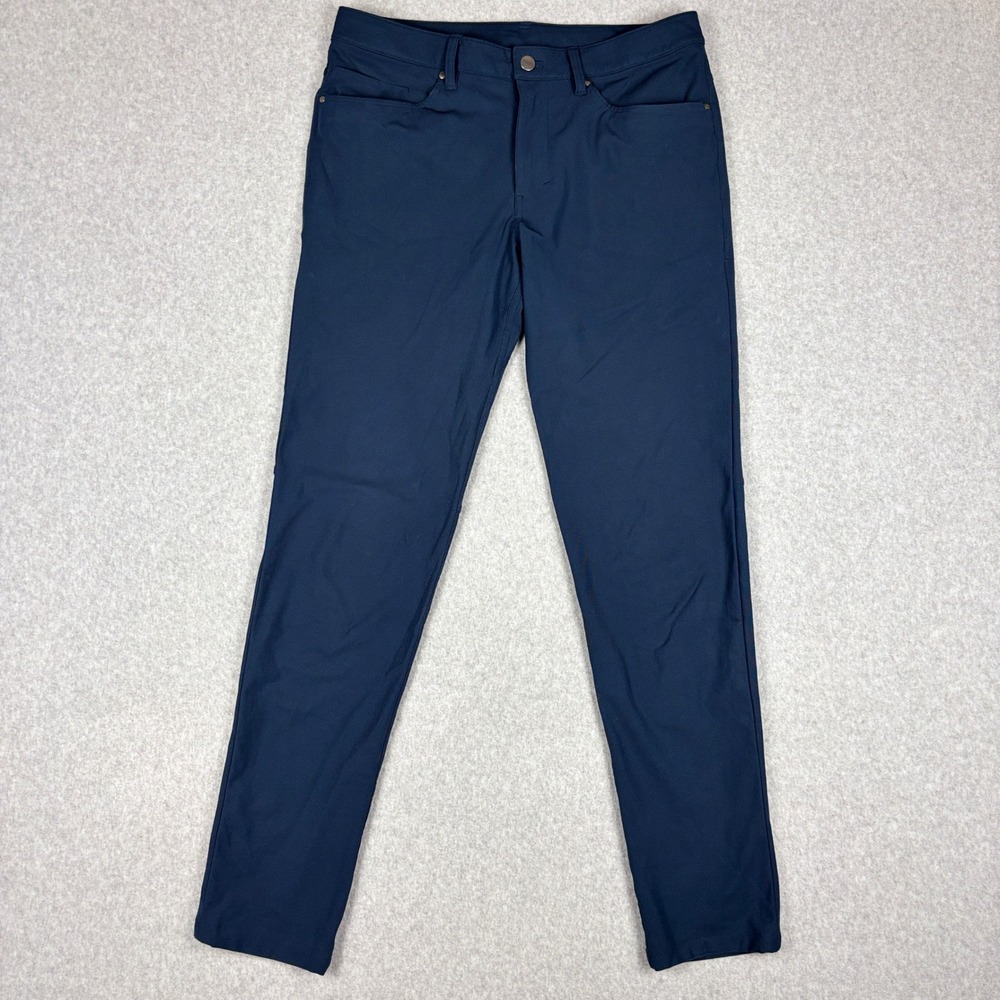 Lululemon ABC Slim Fit 5 Pocket Pant Warpstreme Navy Blue Mens 31x32 LM552SD
